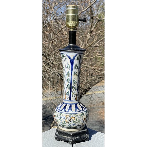 Antique Iznik Middle Eastern Pottery Glazed Faience Vase Cast Iron Loevsky Lamp - Picture 14 of 16
